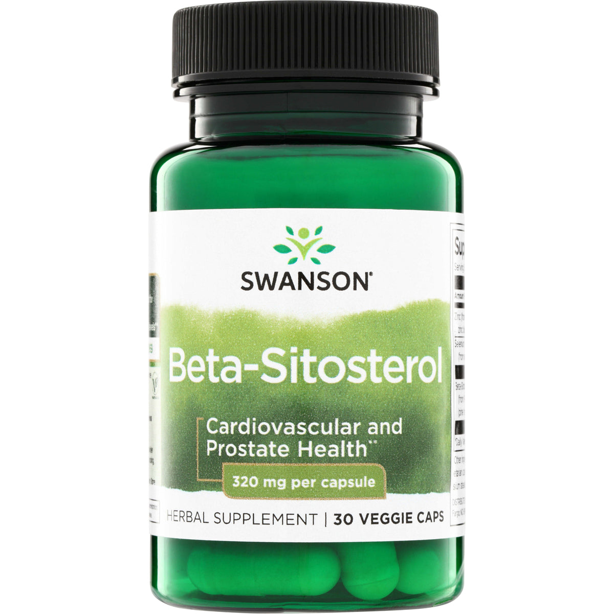 SWU741 | Swanson Beta-Sitosterol bottle, 320 mg per capsule, 30 veggie caps, Cardiovascular and Prostate Health
