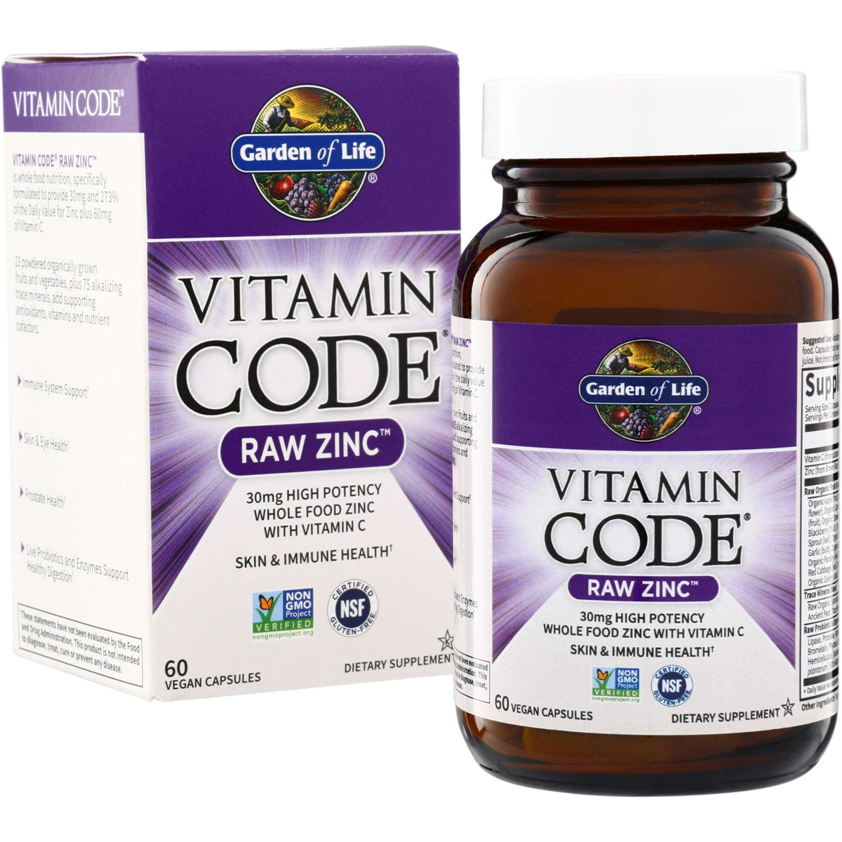GLF151 | Garden of Life Vitamin Code Raw Zinc, 60 vegan capsules