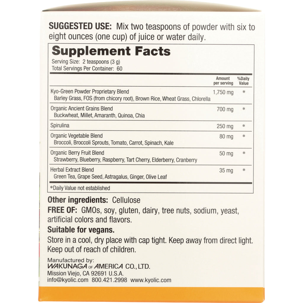 KY111 | back of supplement box showing Supplement Facts table, serving size, ingredient blends, and storage instructions - Thumbnail