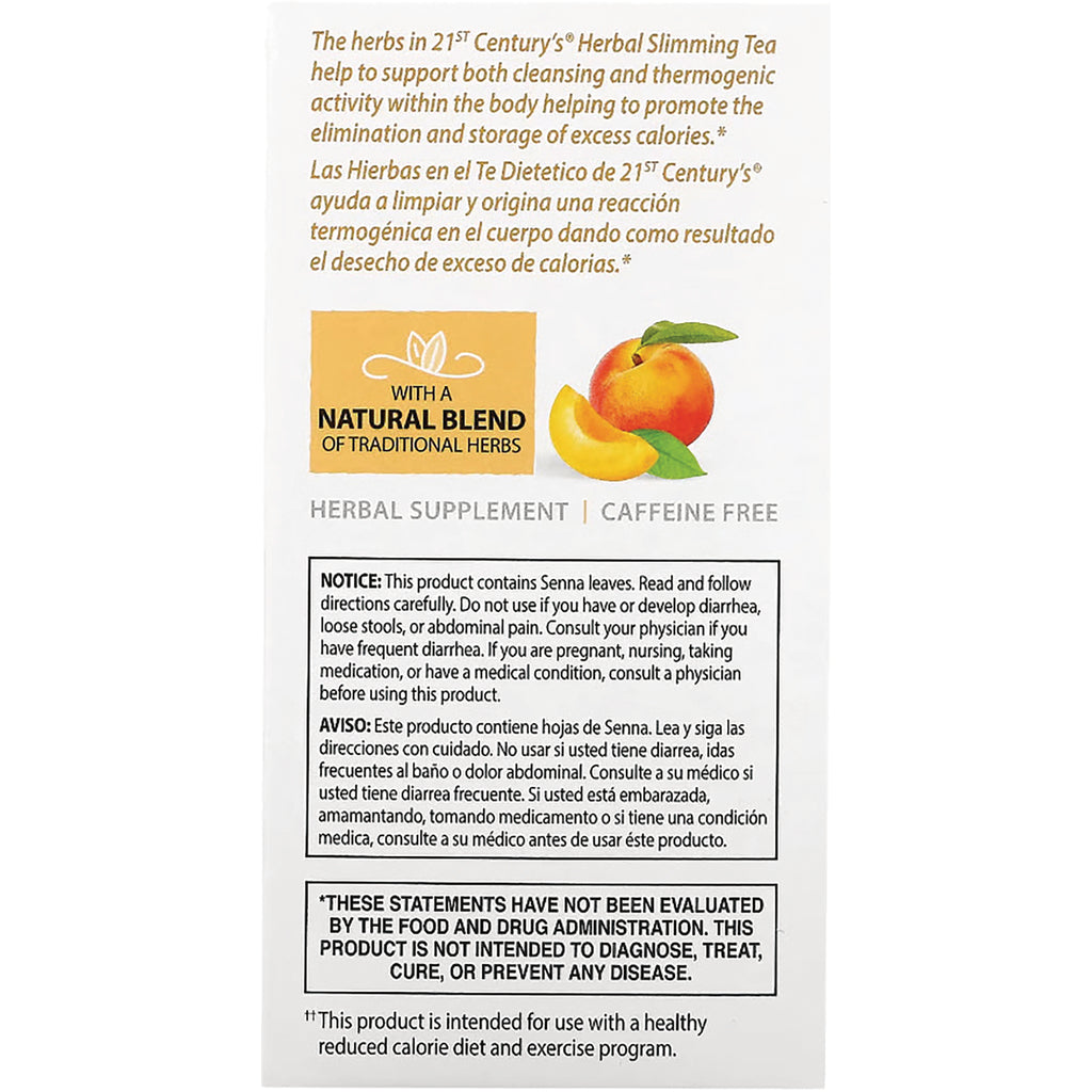 CNT152 | back panel showing herbal supplement notice and labeling with peach graphic, labeled caffeine free - Thumbnail