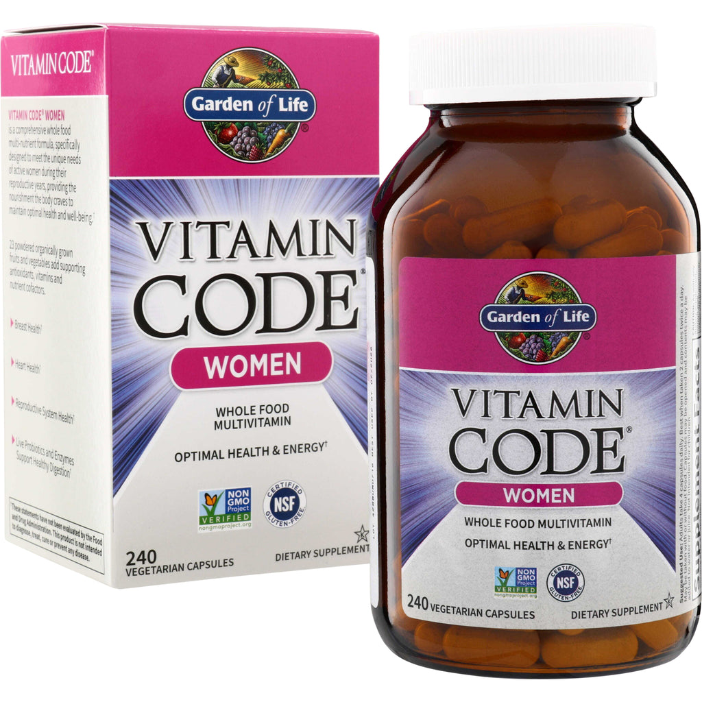GLF105 | Garden of Life Vitamin Code Women whole food multivitamin, 240 vegetarian capsules - Thumbnail