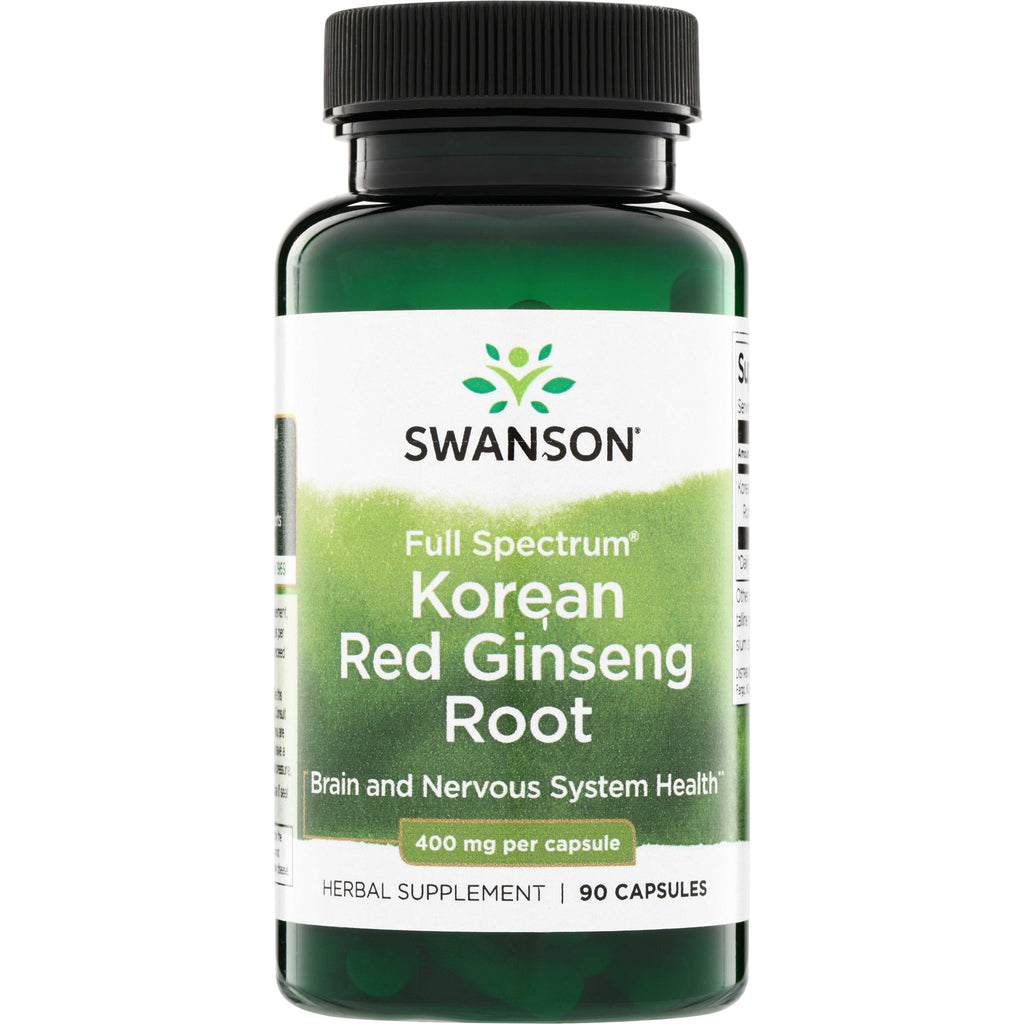 SW1136 | Swanson Korean Red Ginseng Root, Full Spectrum, 400 mg per capsule, 90 capsules bottle - Thumbnail