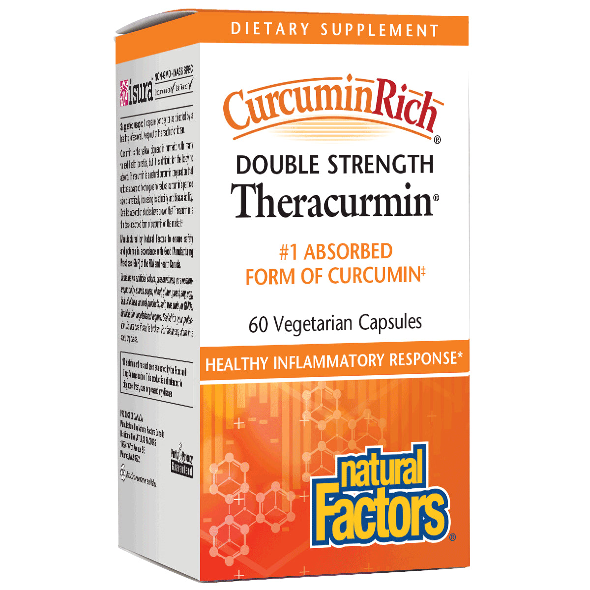 NFC182 | CurcuminRich Double Strength Theracurmin box, 60 vegetarian capsules by Natural Factors, healthy inflammatory response