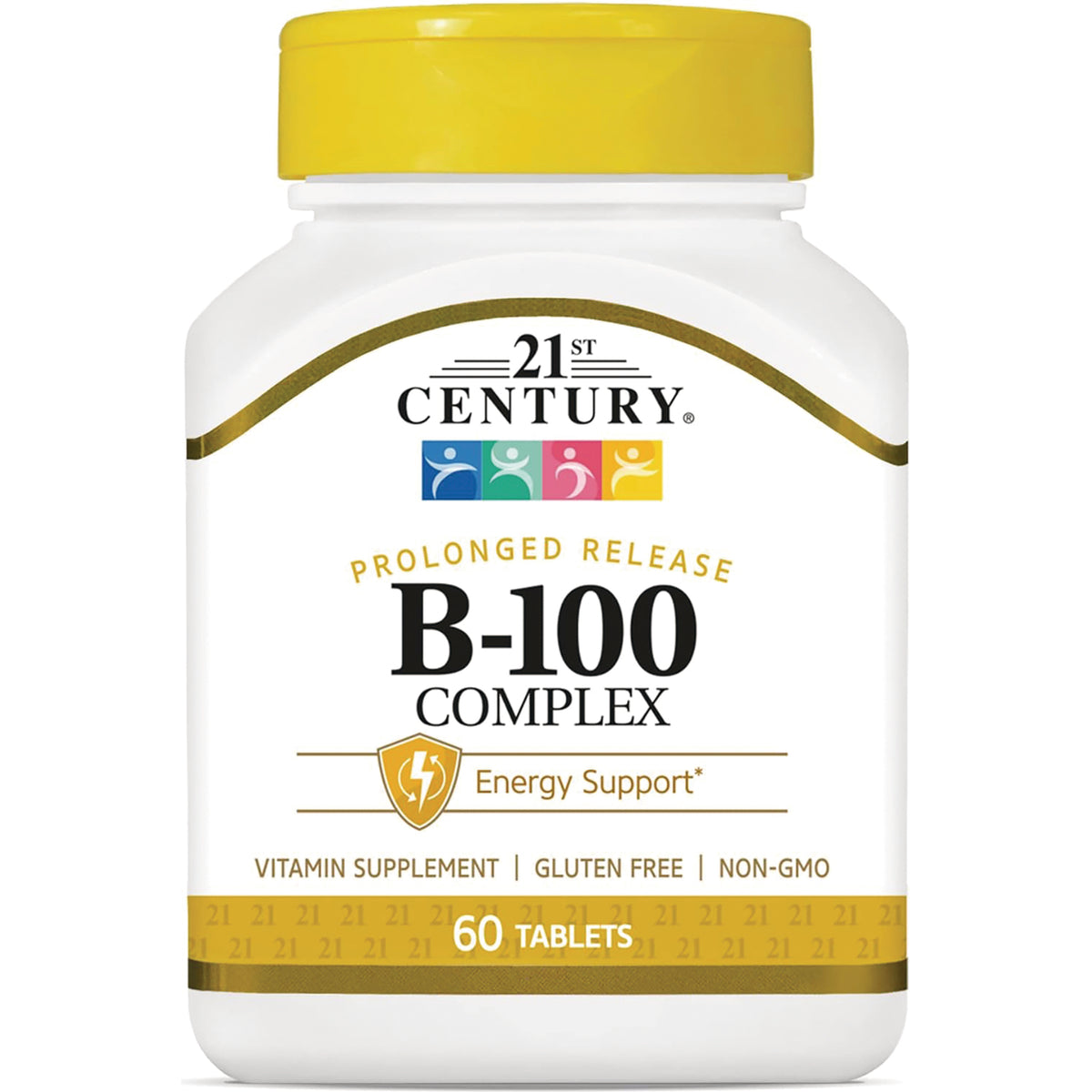 CNT164 | 21st Century B-100 Complex prolonged release vitamin supplement bottle, 60 tablets, energy support, gluten free non-GMO