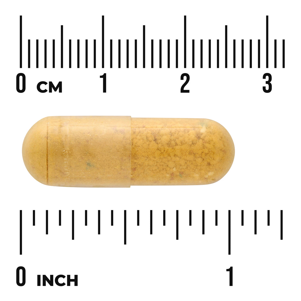 SW257 | Yellow capsule with size reference using centimeter and inch rulers - Thumbnail