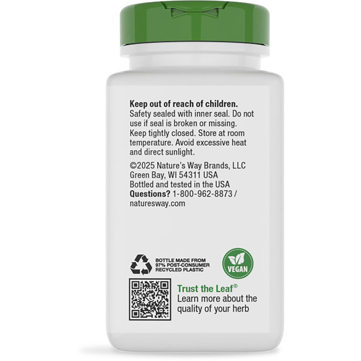 NW794 | back label of brown supplement bottle showing Traditional Digestive Support text, NATURESWAY.COM and barcode