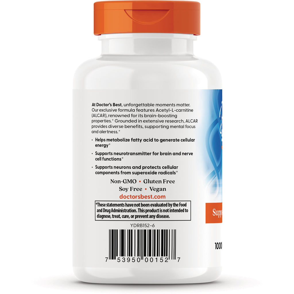 White supplement bottle back showing benefit bullets, Non-GMO Gluten Free Soy Free Vegan text and barcode - Thumbnail