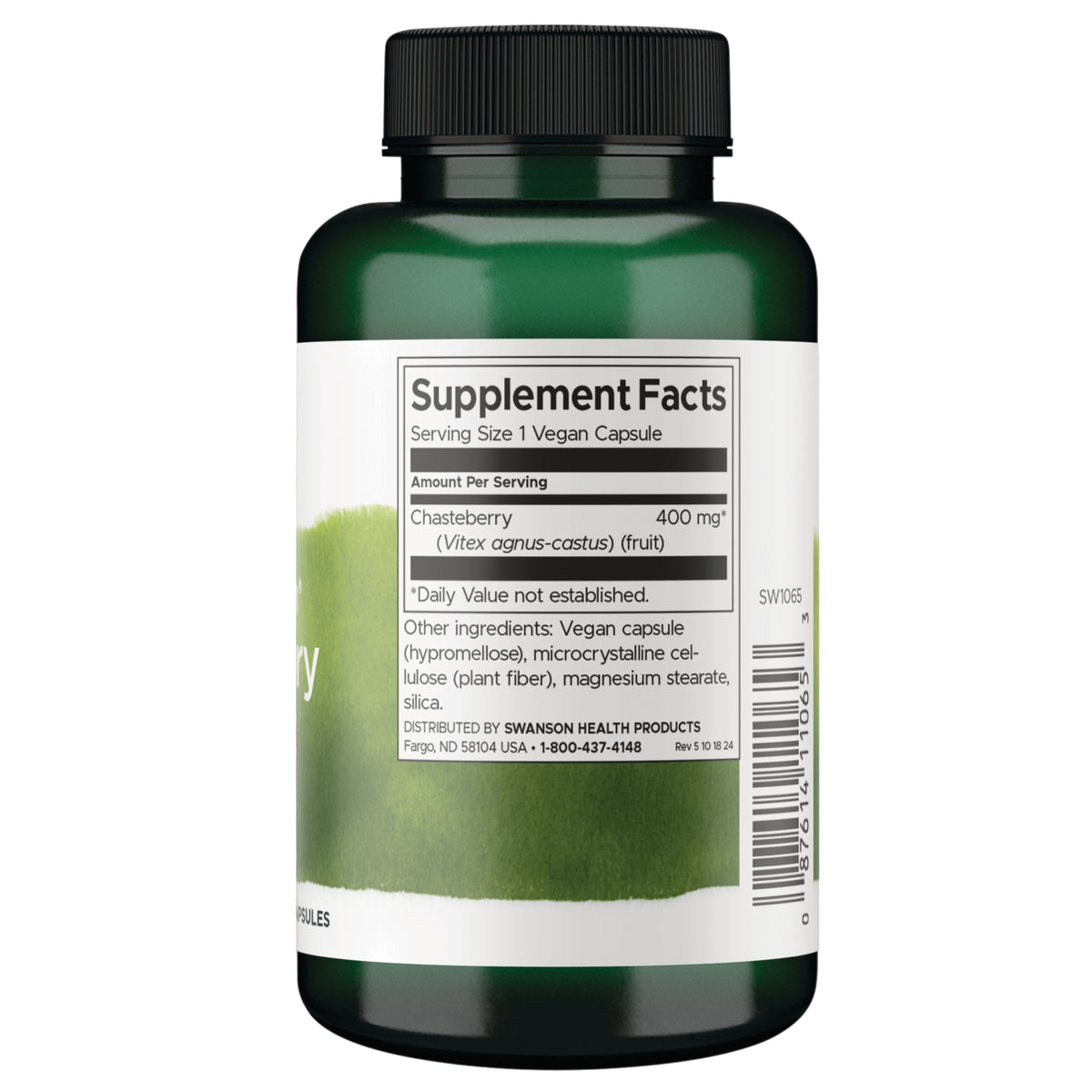 SW1065 | Back label with supplement facts and serving information