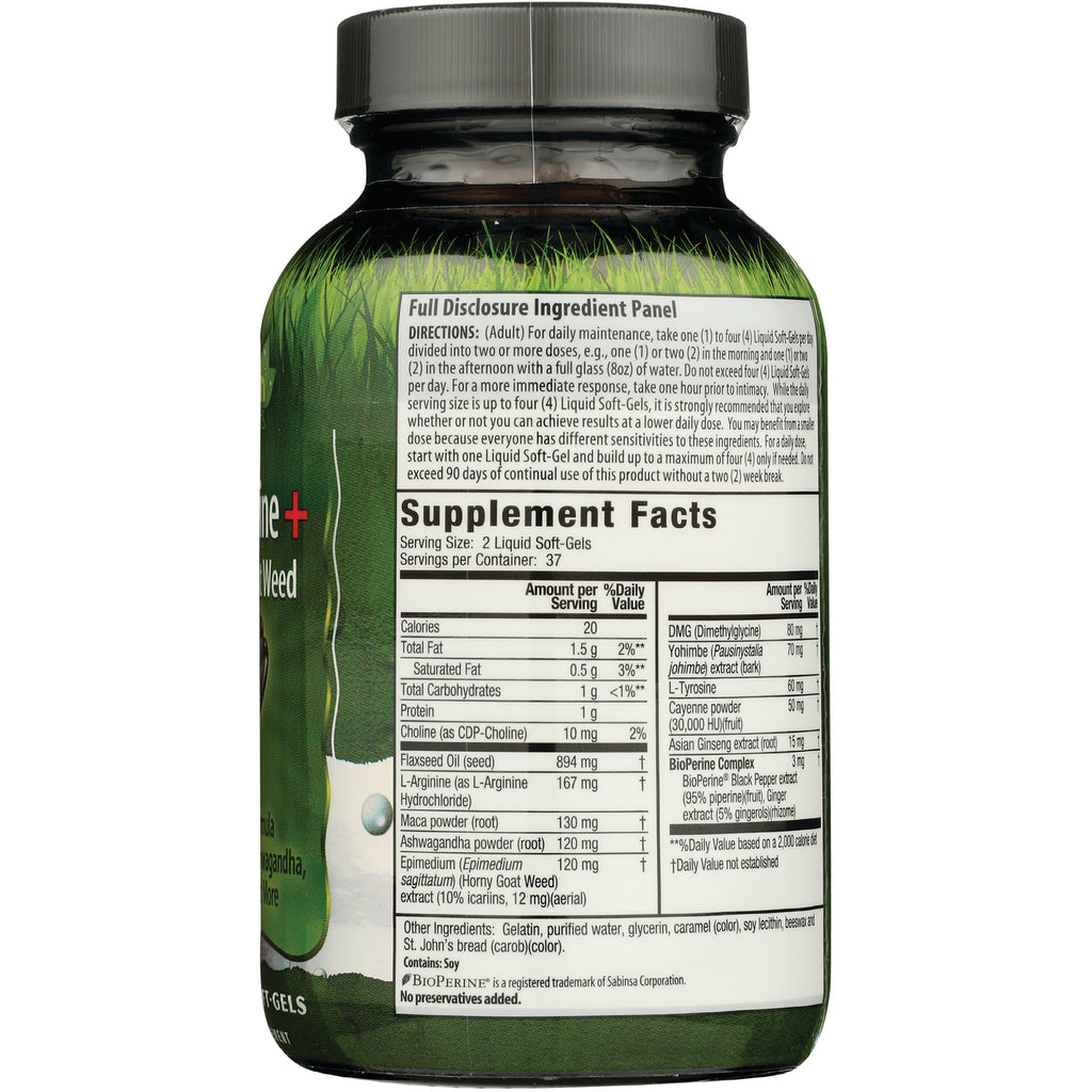 IR222 | back label showing Full Disclosure Ingredient Panel and Supplement Facts on green supplement bottle - Thumbnail