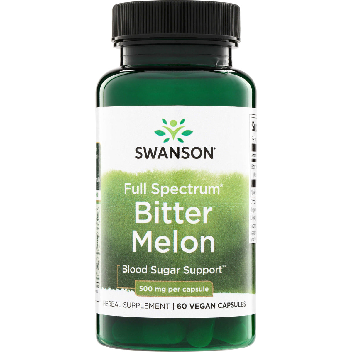 SW1161 | Swanson Full Spectrum Bitter Melon, Blood Sugar Support, 500 mg per capsule, 60 vegan capsules