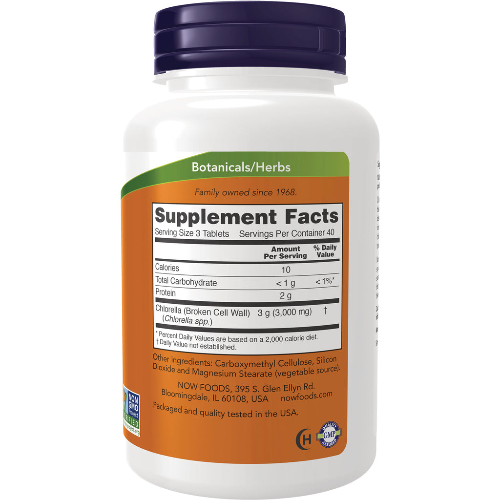 NWF1039 | White supplement bottle back showing Supplement Facts label and ingredients including Chlorella - Thumbnail
