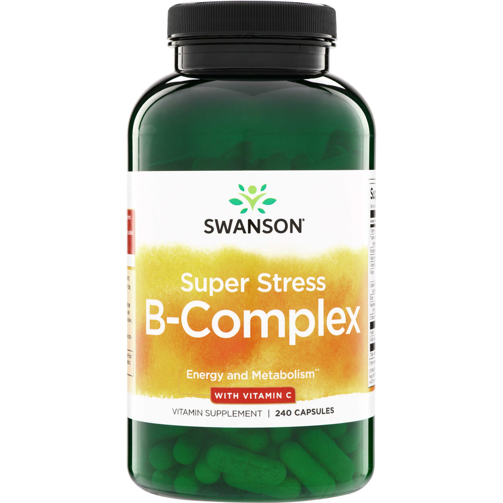 SW1073 | Swanson Super Stress B-Complex with Vitamin C, 240 capsules bottle front - Thumbnail