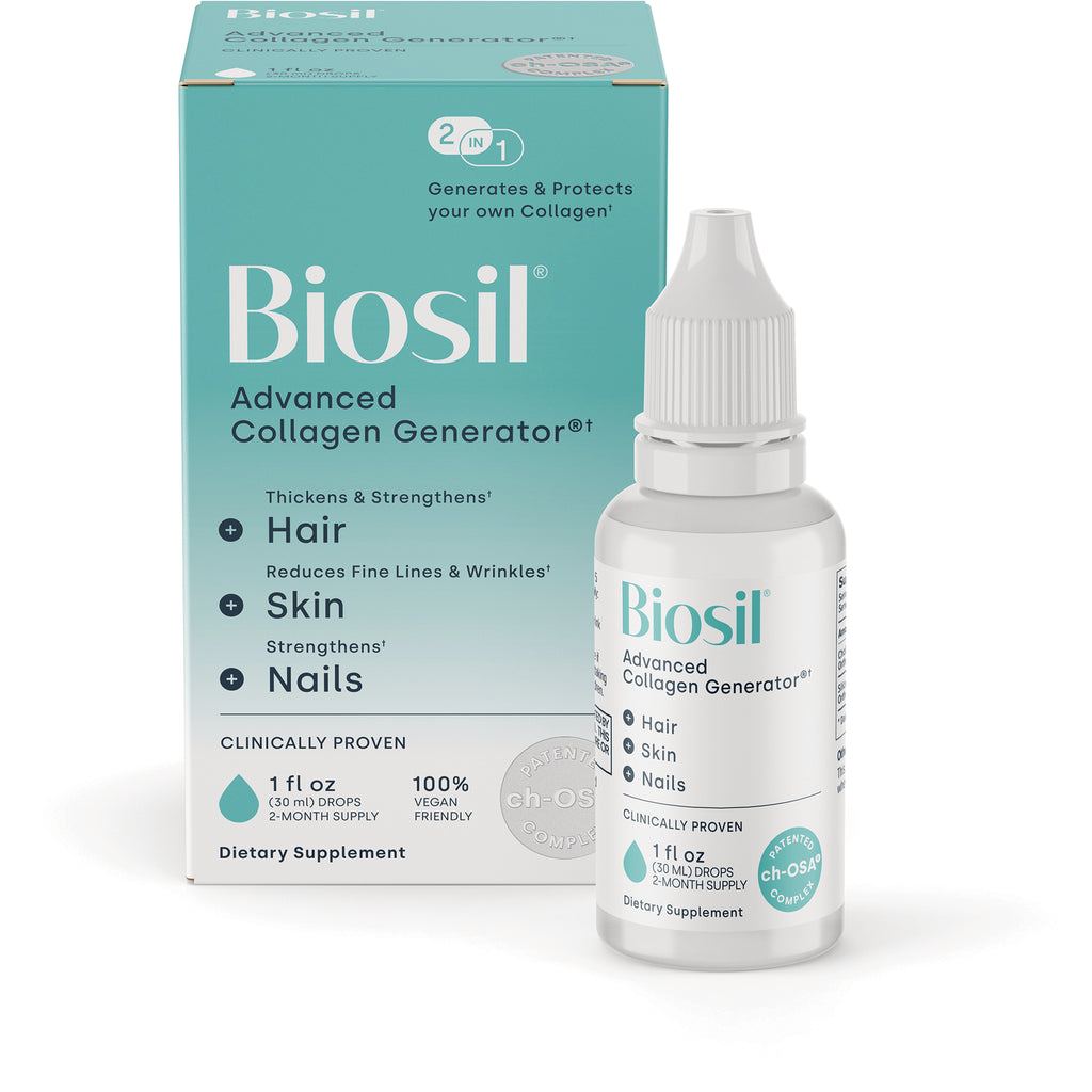 NFC054 | Biosil Collagen Generator teal 30ml drops supplement box labeled ch-OSA and vegan friendly - Thumbnail