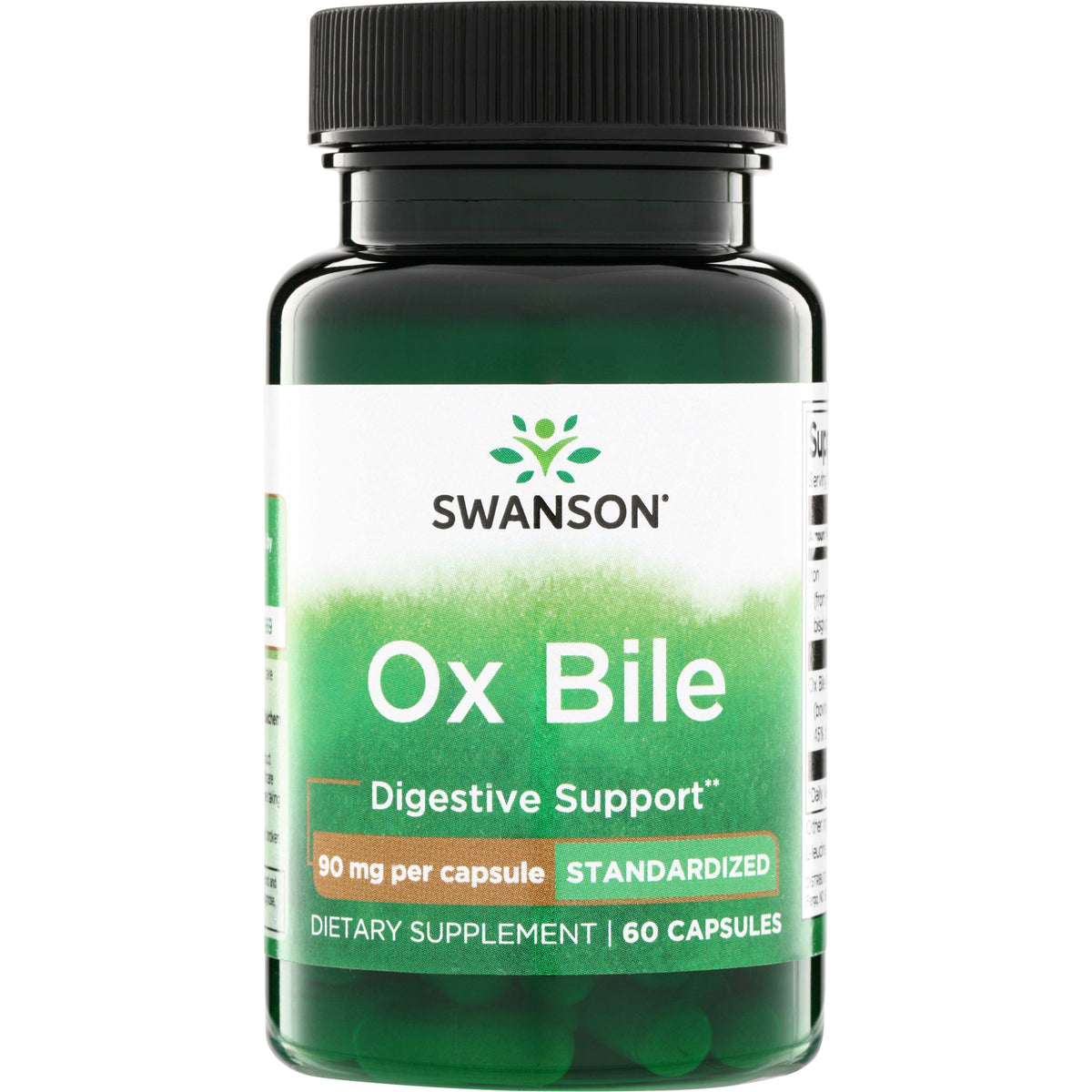 SW1755 | Swanson Ox Bile, Digestive Support, 90 mg per capsule, standardized, 60 capsules